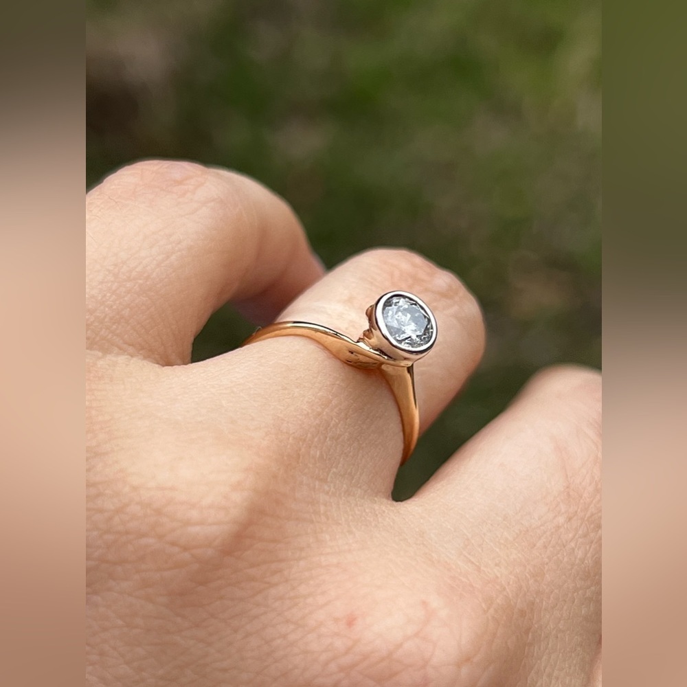 14k & Diamond Solitaire Engagement Ring - Picture 7 of 9